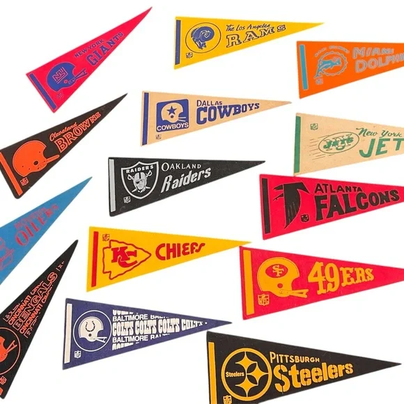 Vintage 1960-70’s, NFL authentic historical true original Pennants 13 teams - Picture 1 of 15